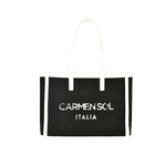 Capri black canvas mid tote
