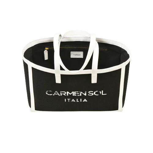 Capri black canvas mid tote