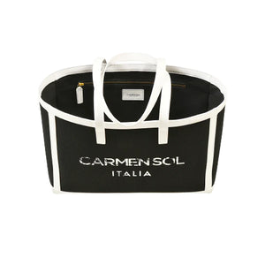 Capri black canvas mid tote