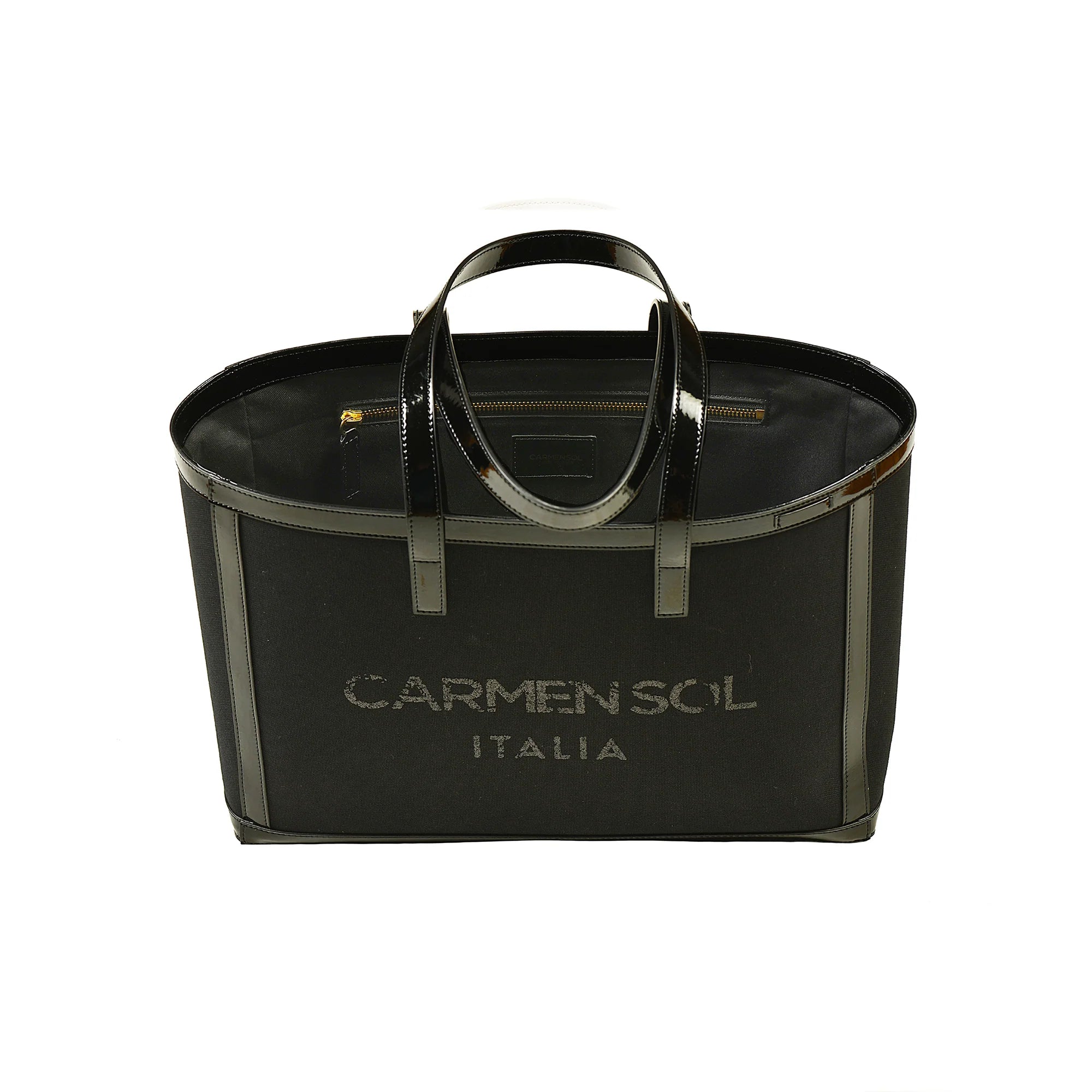 Capri black canvas mid tote