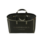 Capri black canvas mid tote