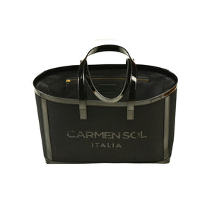 Capri black canvas mid tote